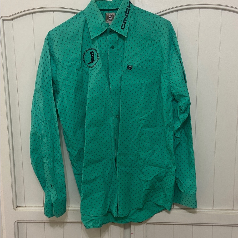 Cinch Aqua Geometric Shirt Fresh from the dry cleaner. Worn once.